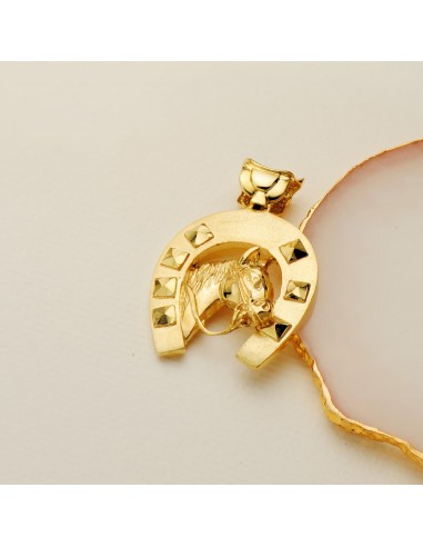 18K COLGANTE ORO AMARILLO HERRADURA CON CABALLO 36 X 32 MM