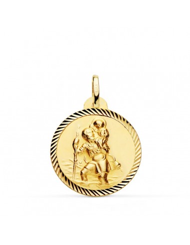 18K MEDALLA ORO AMARILLO SAN CRISTOBAL BORDE HELICE 22 MM