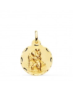 18K MEDALLA ORO AMARILLO SAN CRISTOBAL TALLADA 20 MM