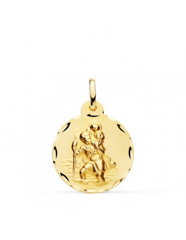 18K MEDALLA ORO AMARILLO SAN CRISTOBAL TALLADA 20 MM