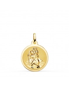 18K MEDALLA ORO AMARILLO SAN CRISTOBAL BRILLO 18 MM