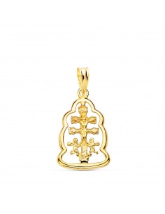 18K COLGANTE CRUZ DE CARAVACA ORLA. 18 X 14 MM.