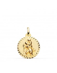 18K MEDALLA ORO AMARILLO SAN CRISTOBAL TALLA CRUZADA 18 MM
