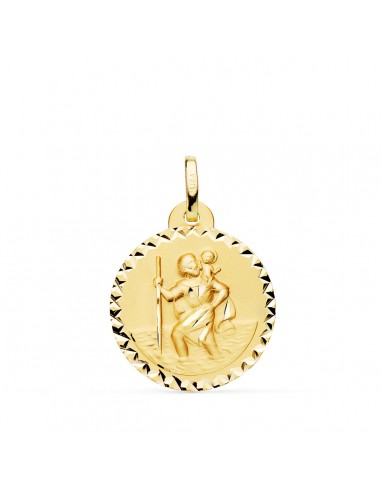 18K MEDALLA ORO AMARILLO SAN CRISTOBAL TALLA CRUZADA 20 MM