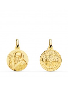 18K ESCAPULARIO ORO AMARILLO SAN BENITO LISO 14 MM