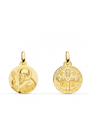 18K ESCAPULARIO ORO AMARILLO SAN BENITO LISO 14 MM