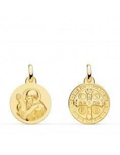18K MEDALLA ORO AMARILLO ESCAPULARIO ORO AMARILLO SAN BENITO 16 MM