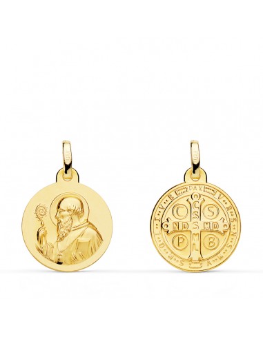 18K MEDALLA ORO AMARILLO ESCAPULARIO ORO AMARILLO SAN BENITO 16 MM