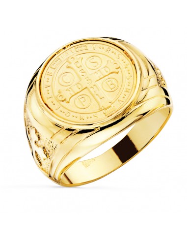 18K SELLO ORO AMARILLO CRUZ DE SAN BENITO 16 MM ANCHO 22 MM