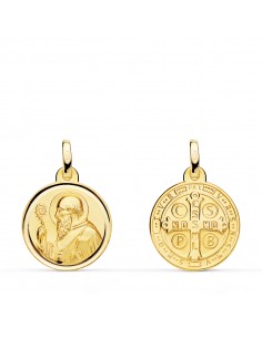 18K ESCAPULARIO ORO AMARILLO SAN BENITO BISEL 16 MM