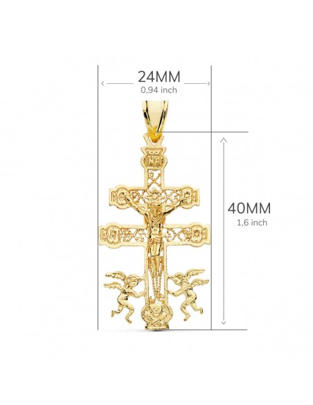 18K CRUZ CARAVACA CRISTO 40 X 24 MM
