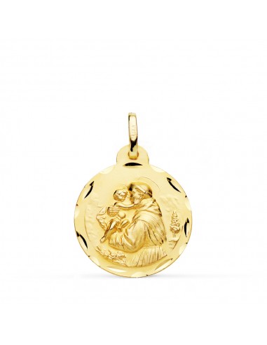 18K MEDALLA ORO AMARILLO SAN ANTONIO TALLADA 20 MM