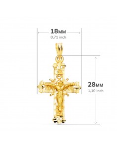 18K CRUZ ORO AMARILLO FILIGRANA CON CRISTO TALLADA. 28 X 18 MM 2