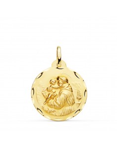 18K MEDALLA ORO AMARILLO SAN ANTONIO TALLADA 24 MM