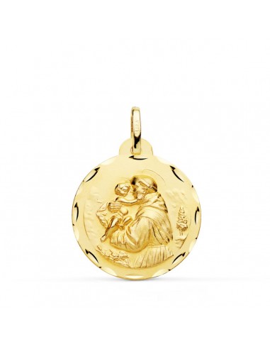 18K MEDALLA ORO AMARILLO SAN ANTONIO TALLADA 24 MM