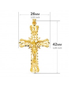 18K CRUZ ORO AMARILLO FILIGRANA CON CRISTO TALLADA. 42 X 27 MM 2