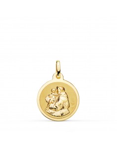 18K MEDALLA ORO AMARILLO SAN ANTONIO EN BRILLO 16 MM