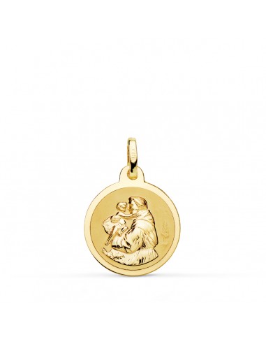 18K MEDALLA ORO AMARILLO SAN ANTONIO EN BRILLO 16 MM