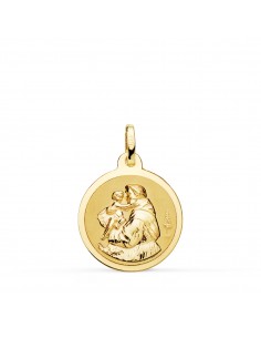 18K MEDALLA ORO AMARILLO SAN ANTONIO BRILLO 18 MM