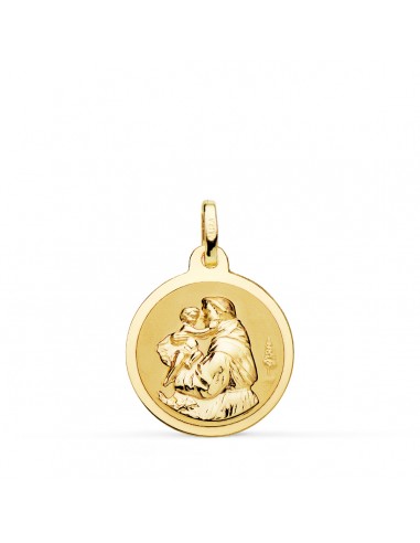 18K MEDALLA ORO AMARILLO SAN ANTONIO BRILLO 18 MM