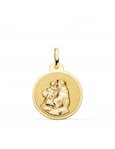 18K MEDALLA ORO AMARILLO SAN ANTONIO BRILLO 20 MM