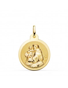 18K MEDALLA ORO AMARILLO SAN ANTONIO BRILLO 22 MM