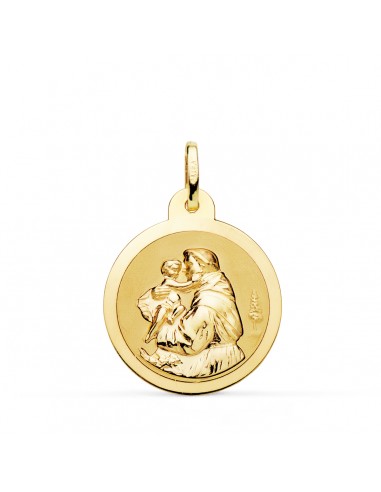 18K MEDALLA ORO AMARILLO SAN ANTONIO BRILLO 22 MM