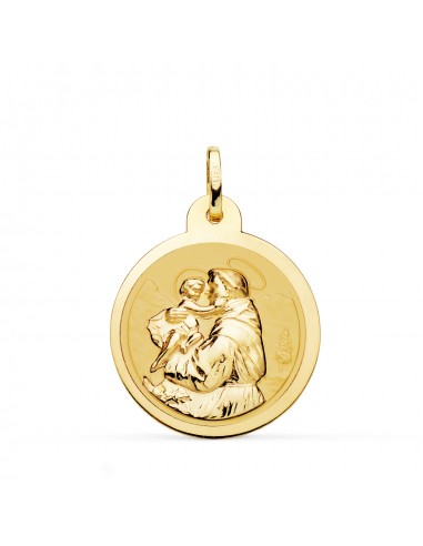 18K MEDALLA ORO AMARILLO SAN ANTONIO BRILLO 24 MM