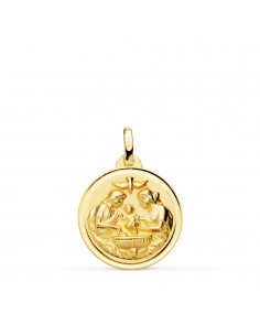 18K MEDALLA ORO AMARILLO NUEVO BAUTISMO BISEL 18 MM