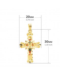 18K CRUZ ORO AMARILLO VIDRIERA CATEDRAL BORDES TALLADOS. 30 X 20 MM 2