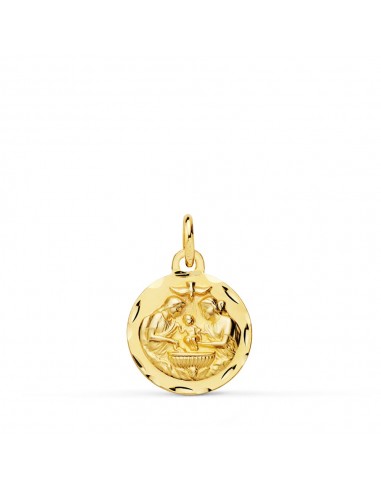 18K MEDALLA ORO AMARILLO BAUTISMO TALLADA 14 MM