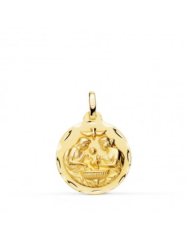 18K MEDALLA ORO AMARILLO NUEVO BAUTISMO TALLADA 18 MM