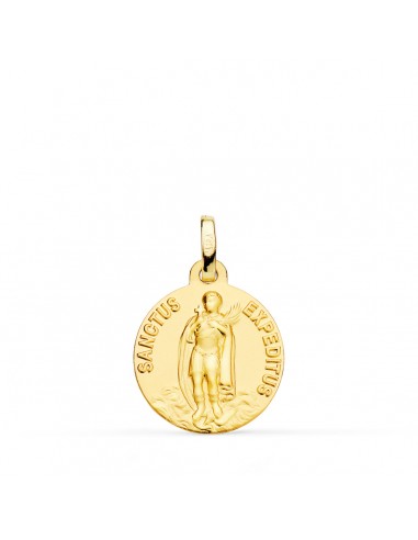 18K MEDALLA ORO AMARILLO -SANCTUS EXPEDITUS- LISA MATIZADA 16 MM