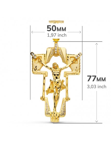 18K COLGANTE CRISTO CRUZ. 77 X 50 MM.