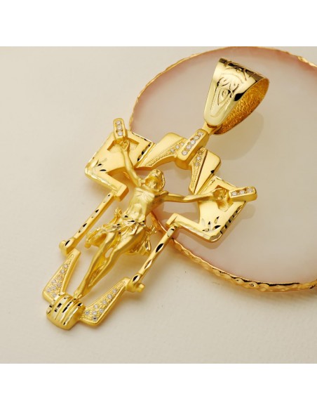 18K COLGANTE CRISTO CRUZ. 77 X 50 MM.