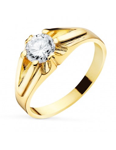 18K SOLITARIO ORO AMARILLO CABALLERO ANCHO 8 MM CIRCONITA 5.5 MM FORRADO
