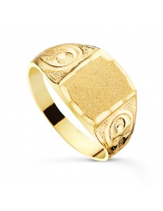 18K SELLO ORO AMARILLO CABALLERO SIMBOLO EGIPCIO  CRUZ DE LA VIDA BRILLO ANCHO 12X10 MM