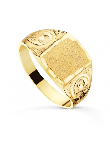 18K SELLO ORO AMARILLO CABALLERO SIMBOLO EGIPCIO  CRUZ DE LA VIDA BRILLO ANCHO 12X10 MM