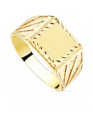 18K SELLO MACIZO CABALLERO ORO AMARILLO TALLADO CABEZA CUADRADA 11X11 MM