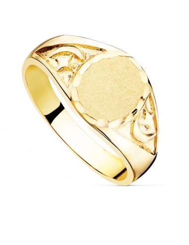 18K SELLO MACIZO CABALLERO ORO AMARILLO TALLADO CABEZA OVAL 11X10 MM