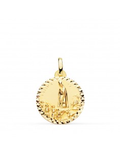 18K MEDALLA VIRGEN DE FATIMA TALLA CRUZADA 18 MM.