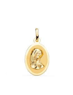 18K MEDALLA ORO AMARILLO VIRGEN NIÑA EN BRILLO. MEDIDA: 19 X 12 MM