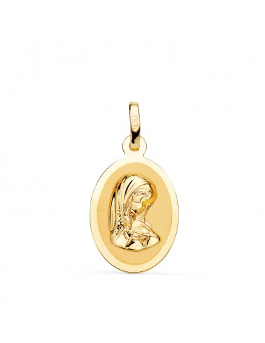 18K MEDALLA ORO AMARILLO VIRGEN NIÑA EN BRILLO. MEDIDA: 19 X 12 MM