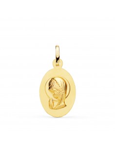 18K MEDALLA ORO AMARILLO VIRGEN NIÑA OVAL MATIZADA 19 X 12 MM