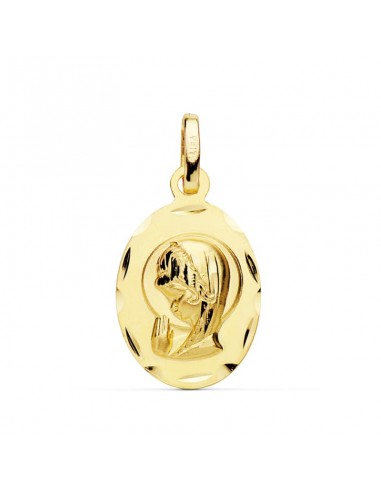 18K MEDALLA ORO AMARILLO VIRGEN NIÑA OVAL 19X12 MM