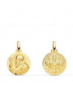 18K ESCAPULARIO SAN BENITO LISO 14 MM