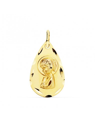 18K MEDALLA ORO AMARILLO VIRGEN NIÑA LAGRIMA 19X11 MM