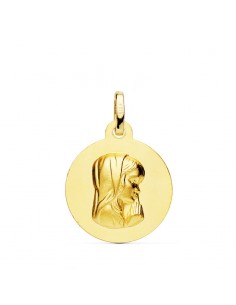 18K MEDALLA ORO AMARILLO VIRGEN NIÑA MATIZADA 16 MM