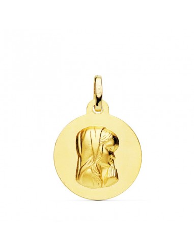 18K MEDALLA ORO AMARILLO VIRGEN NIÑA MATIZADA 16 MM