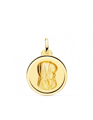 18K MEDALLA ORO AMARILLO VIRGEN NIÑA BISEL 20 MM